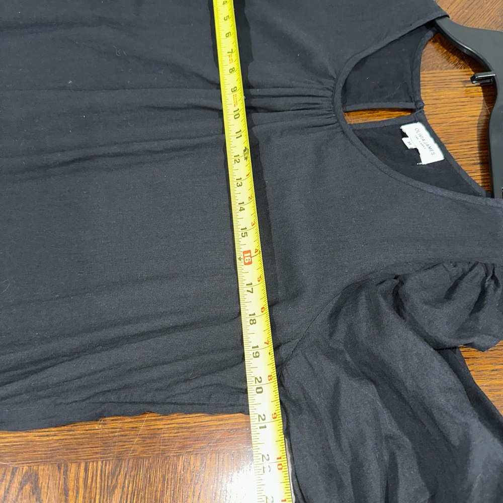 Olivia James The Label Women's Black Cotton Maxi Dress Medium Lined Puff Sleeve - Picture 4 of 9